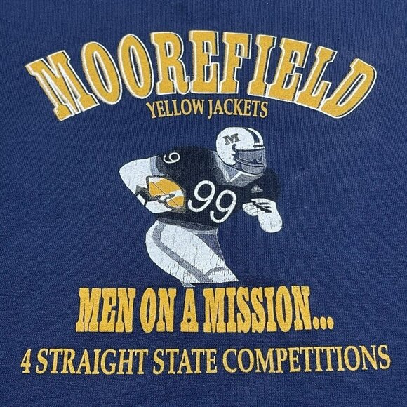 Moorefield Yellowjacket WV Football Sweatshirt Fleece Men Size L 90s Souvenir - Picture 4 of 10